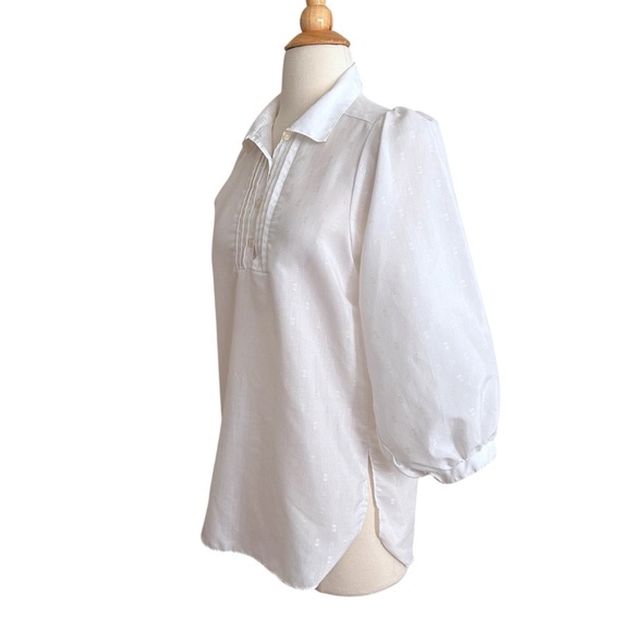 Vintage 70s YOU BABES Ivory Blouse – Puff Sleeve Pintuck Peasant Top Cottagecore - Picture 7 of 14